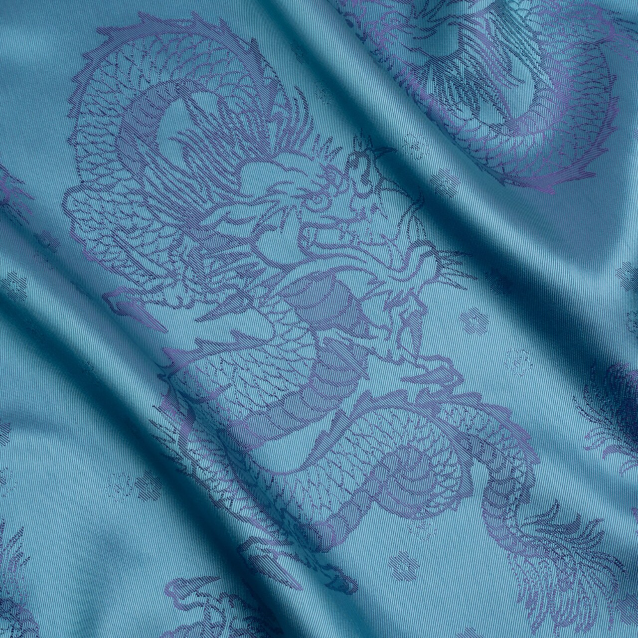 1 Yard Aqua and Purple Dragons Jacquard Lining joann fabric Rayon Fabric 55 inch Width